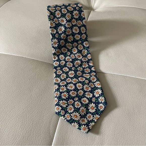 Vintage Rooster Floral Tie Flowers daisy’s blue green white Nordstrom - Picture 1 of 8